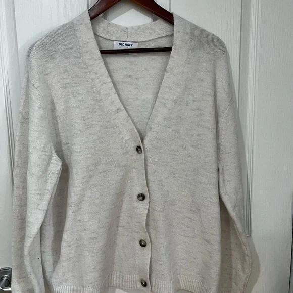 Old Navy off white with a slight color of gray button up cardigan size large - Picture 2 of 10